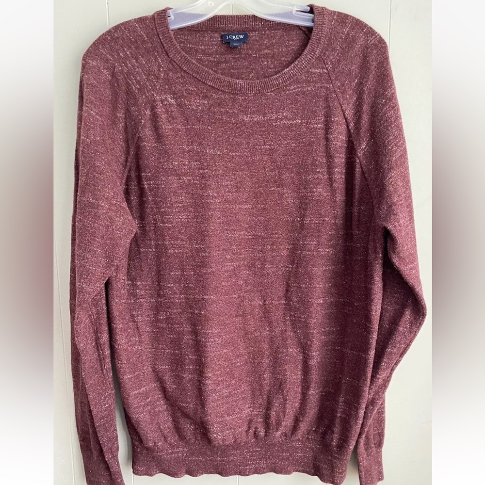 J Crew Sweater Crew Neck Red Blended Pattern Mens Size Medium Casual Outdoor
